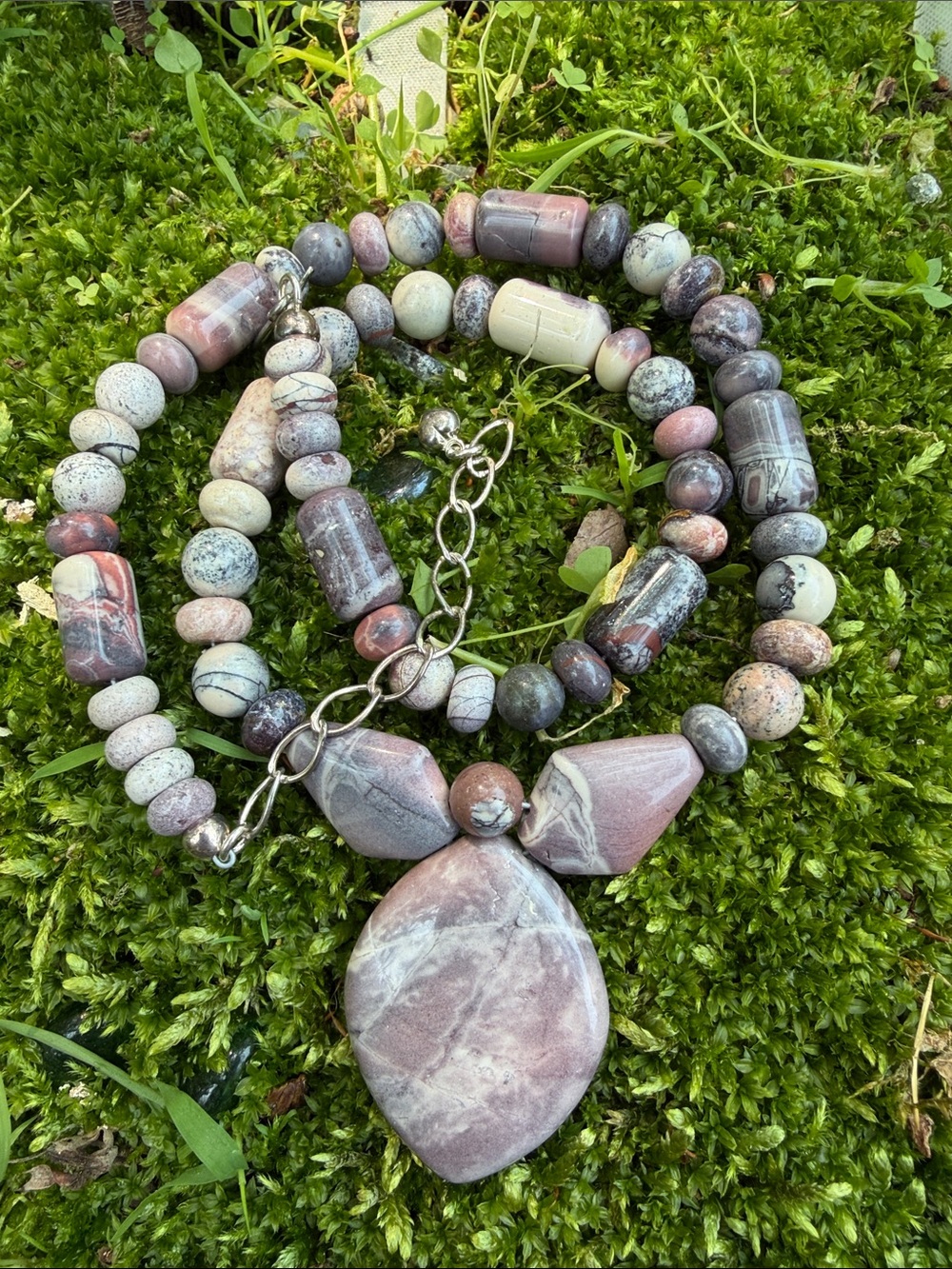 New Jay King Desert Rose Mookaite Jasper Necklace Sterling Clasp (260)